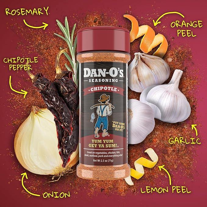 Dan-O's 8 Bottle Seasoning Set, Extra-Small Bottles, 8 Pack, Includes Original, Spicy, Chipotle