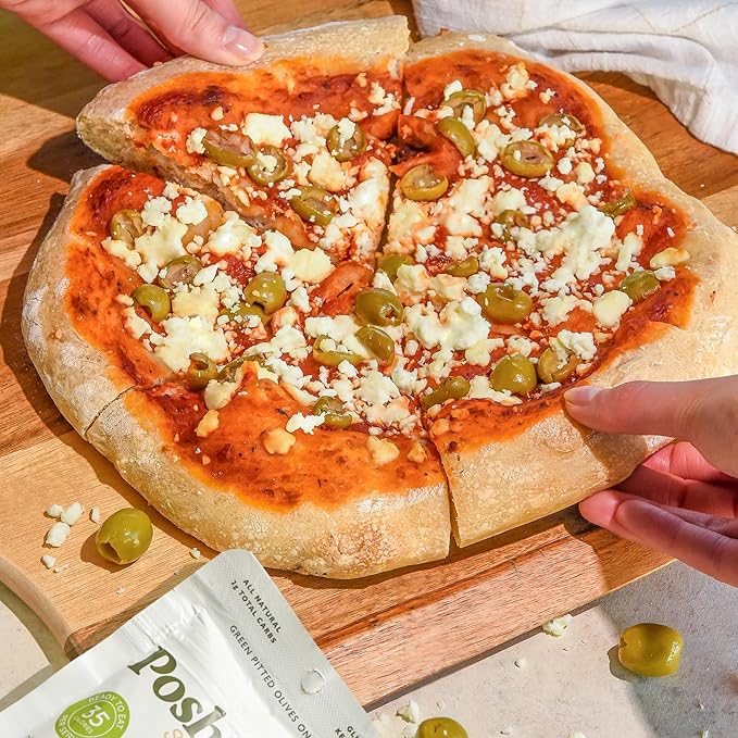 Poshi Green Olives On-The-Go - Original Flavor - Single Serve Pitted Olives - Convenient and
