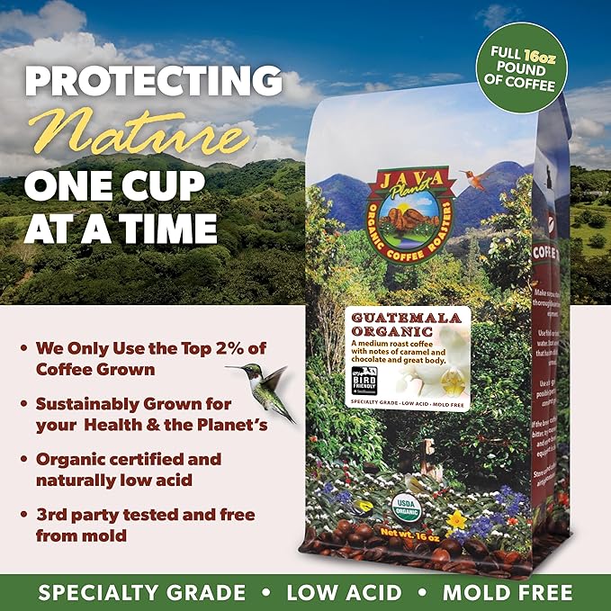 Low Acid Organic Coffee ??Whole Bean, Mold-Free & Stomach Friendly by Java Planet, Guatemalan