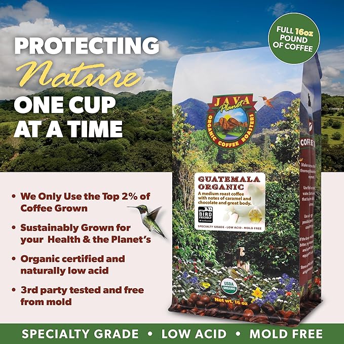 Low Acid Organic Coffee ??Whole Bean, Mold-Free & Stomach Friendly by Java Planet, Guatemalan