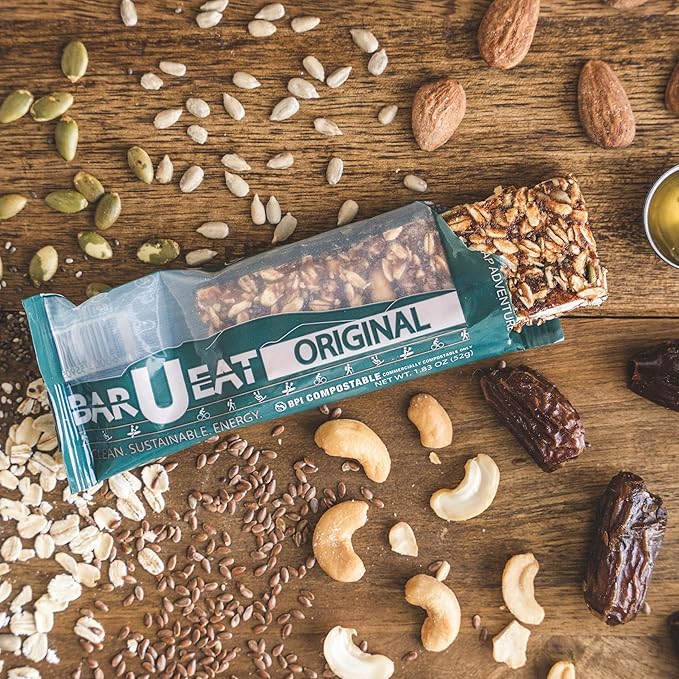 BAR-U-EAT Gluten-Free, Organic, Soft & Chewy Granola Bar. Whole Food Ingredients | Compostable
