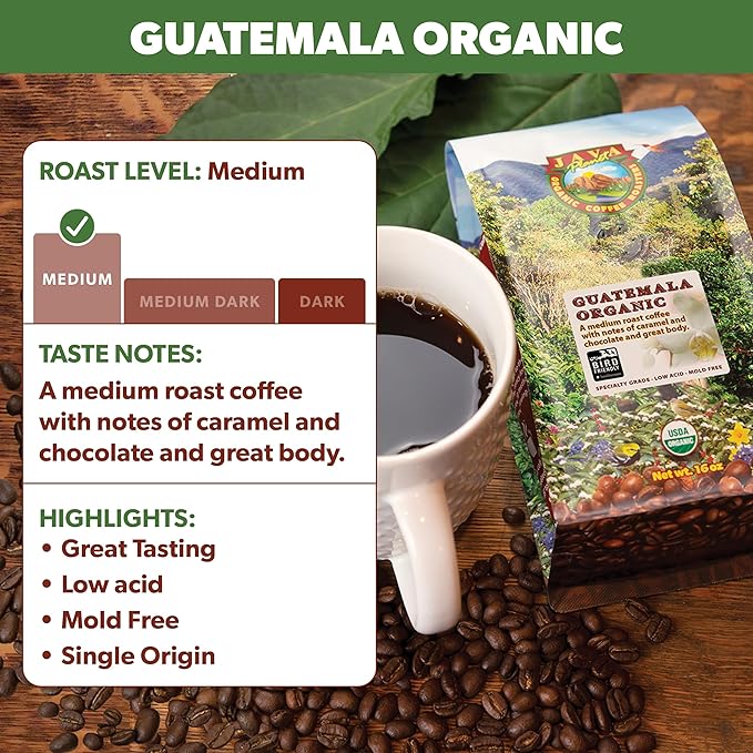 Low Acid Organic Coffee ??Whole Bean, Mold-Free & Stomach Friendly by Java Planet, Guatemalan