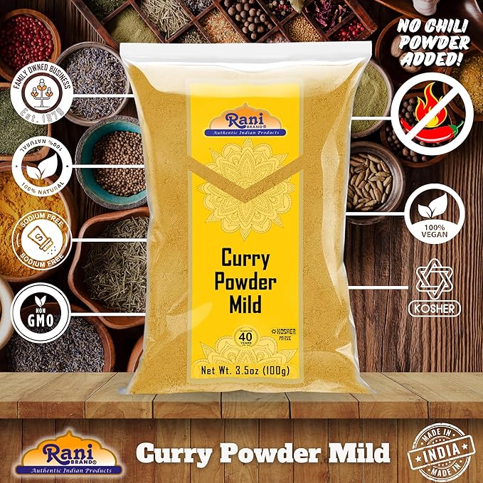 Rani Curry Powder Mild (10-Spice Authentic Indian Blend) 3.5oz (100g) ~ All Natural | Salt-Free |