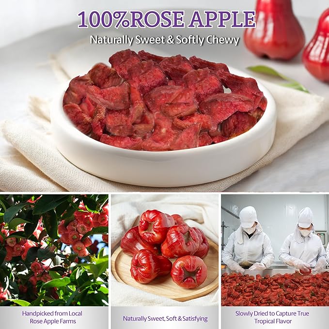 Vinamit Soft Dried Rose-Apple | Dried Plums 3.5 oz Bag | Tropical Fruit Snack | Vegan, Gluten-Free