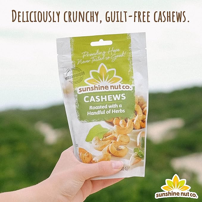 Sunshine Nut Company Whole Roasted Lightly Salted Cashews, Handful of Herbs Flavor, 6 Pack, 7 oz.