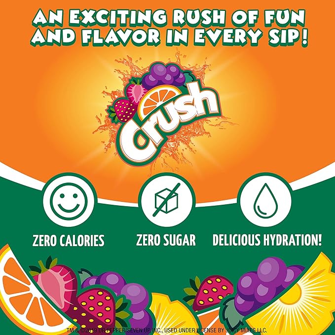 Crush, Orange, Liquid Water Enhancer - New, Better Taste! (4 Bottles, Makes 96 Flavored Water