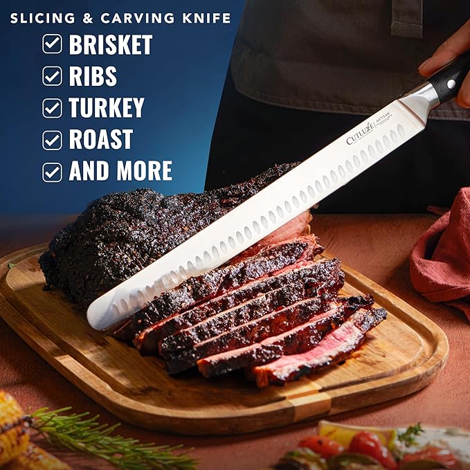 Cutluxe Brisket Knife – 12" Carving & Slicing Knife for Meat & BBQ – Razor Sharp German Steel