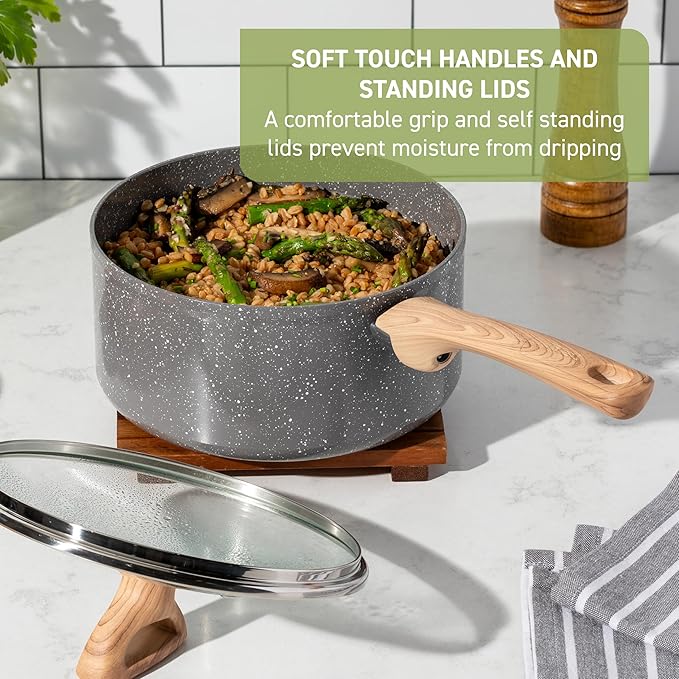 T-fal Revive Ceramic Cookware Sets, Pots and Pans Set Nonstick, (12 pieces), Ceramic Non stick