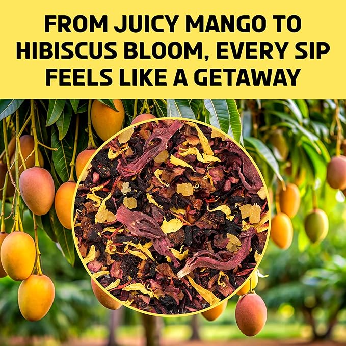 BREWIX, Mango Marvel Herbal Loose Tea (50+ Cups) | Made with Hibiscus, Mango, Pineapple, Orange