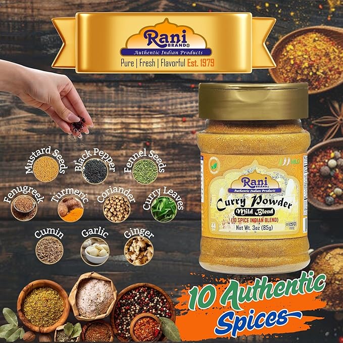 Rani Curry Powder Mild (10-Spice Authentic Indian Blend) 3oz (85g) PET Jar, Pack of 12 ~ All