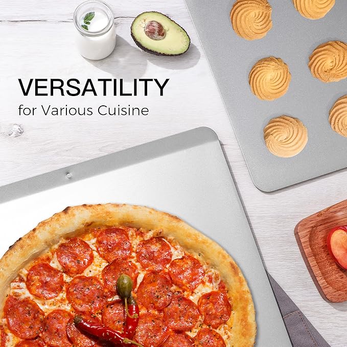 HONGBAKE 2 Pieces Large Flat Cookie Sheet No Edges, Nonstick Insulated Baking Pan, Commercial Oven
