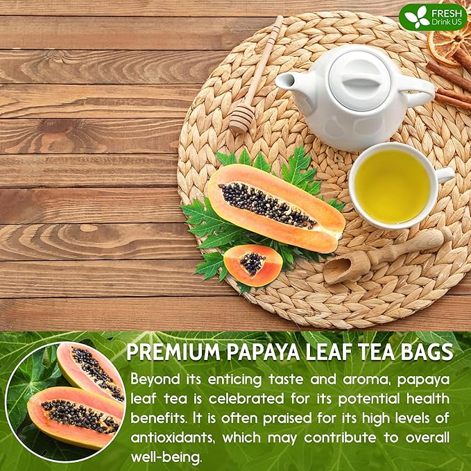 FreshDrinkUS, Premium 135 Papaya Leaf Tea Bags, 100% Natural & Pure from Papaya Leaves. Loose Leaf