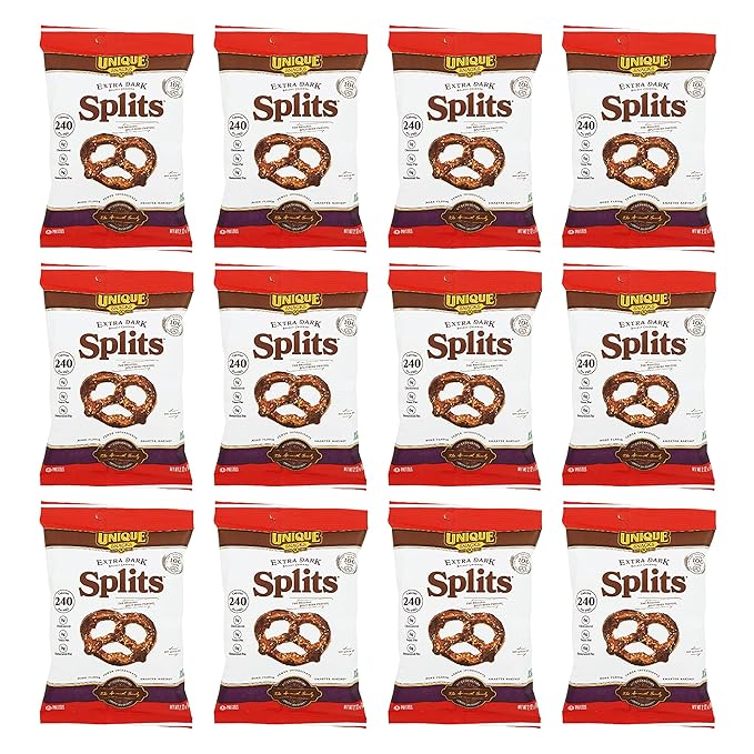 Unique Snacks Extra Dark Splits Pretzels, Original Split-Open Pretzels, Delicious Homestyle-Baked
