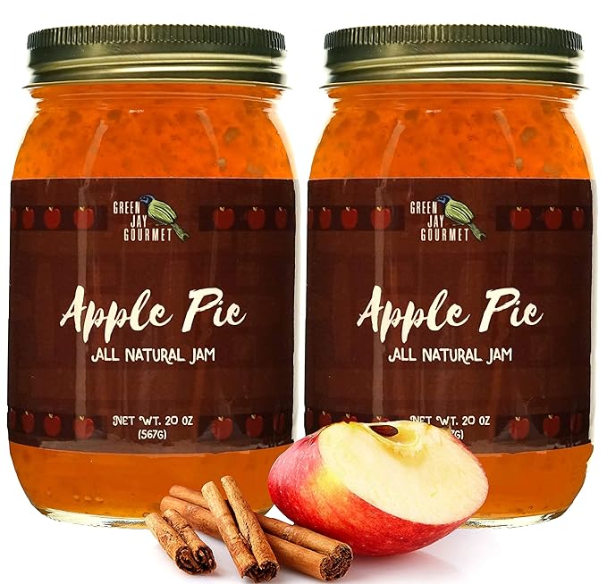 Green Jay Gourmet Apple Pie Jam - All-Natural Fruit Jam with Apples, Cinnamon & Spices - Vegan