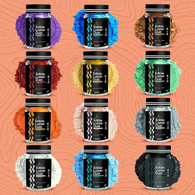BeePoint Orange Edible Luster Dust 15g - Food Grade, Vibrant Color Shimmer Powdered Dust for