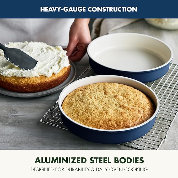 GreenPan Bakeware Set, 7 Piece Nonstick Ceramic Gold Handle Baking Sheets, Cake Pans, Loaf Pan