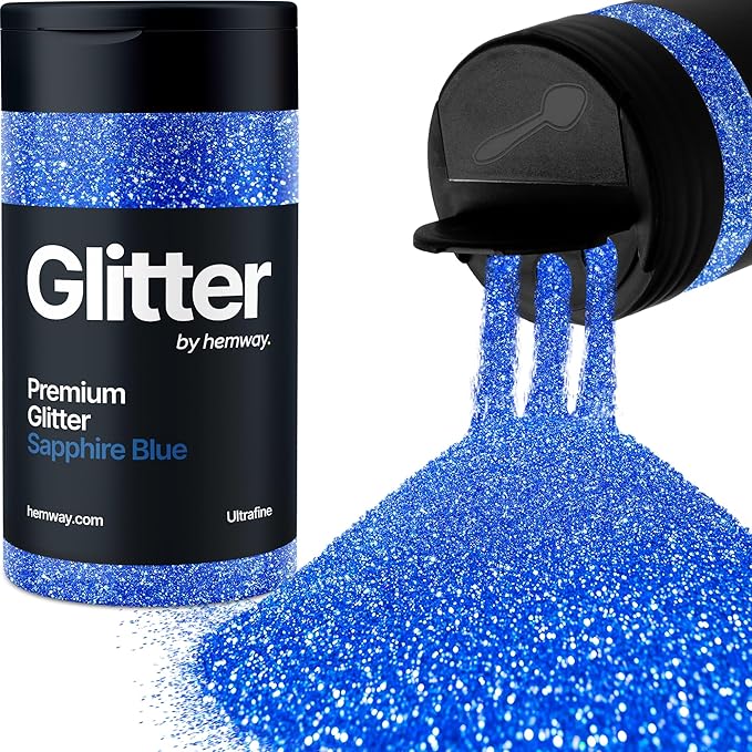 Hemway Premium Glitter Shaker - Sapphire Blue | 130g Ultrafine Metallic Flake Sequins for Resin &