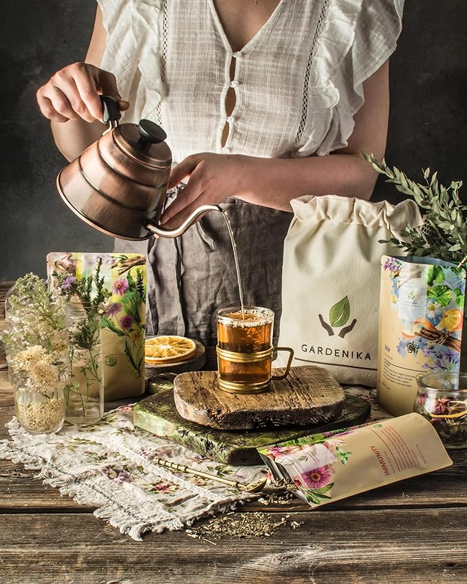 Gardenika Organic Loose Leaf Tea Sampler - Herbal Caffeine-Free Set - Ayurvedic Blend, KSA Kosher