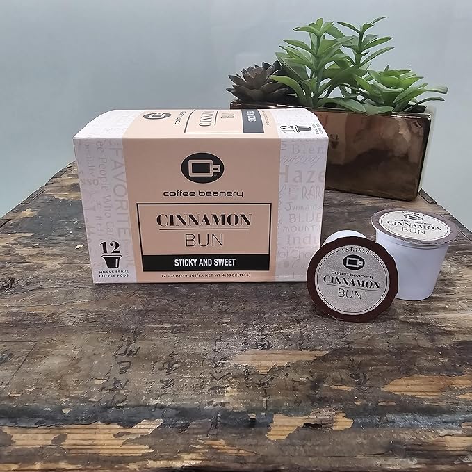 Cinnamon Bun Coffee Pods by Coffee Beanery | 12ct Flavored Coffee Pods Medium Roast Coffee Pods|