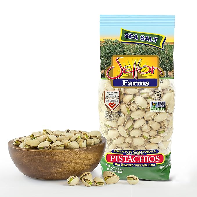 Setton Farms Dry Roasted and Salted Pistachios, Premium California In Shell Pistachios, 1 pound Bag