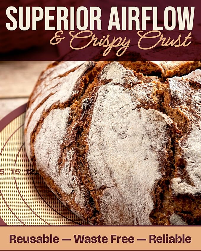 Superbaking Silicone Bread Sling 2 Pcs - 9in set of 2 Round 482F Heat Resistant Dough Lifter