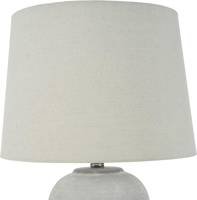 Nourison Home 23" Vintage Grey (White Washed) Ceramic Pot Table Lamp for Bedroom, Living Room