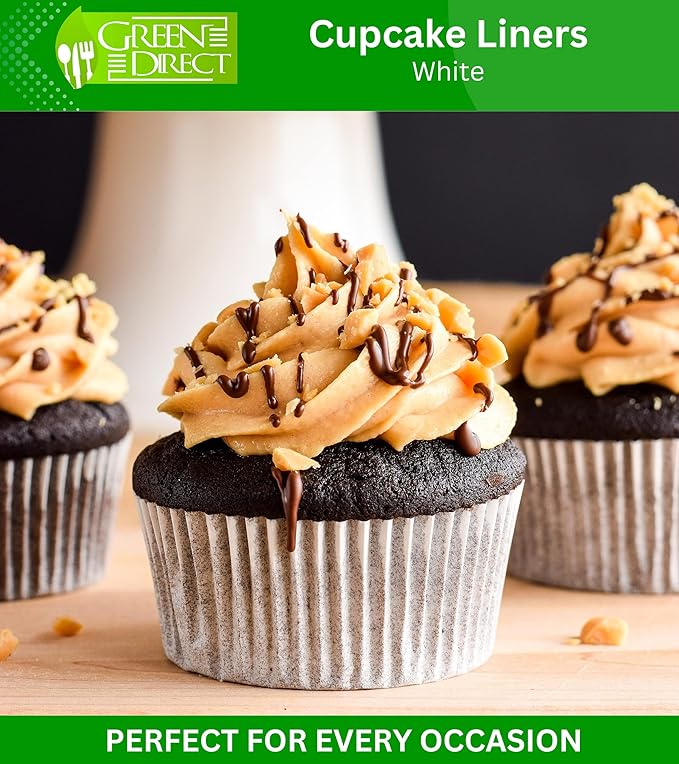 Green Direct Cupcake Liners - Standard Size Cupcake Wrappers to use for Pans or carrier or on stand