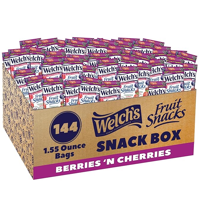 Welch's Fruit Snacks, Berries 'n Cherries, Great for School Lunches, Bulk Pack, Individual Single