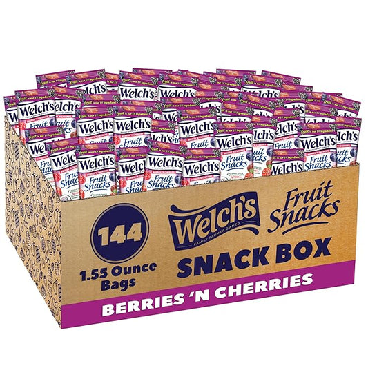 Welch's Fruit Snacks, Berries 'n Cherries, Great for School Lunches, Bulk Pack, Individual Single