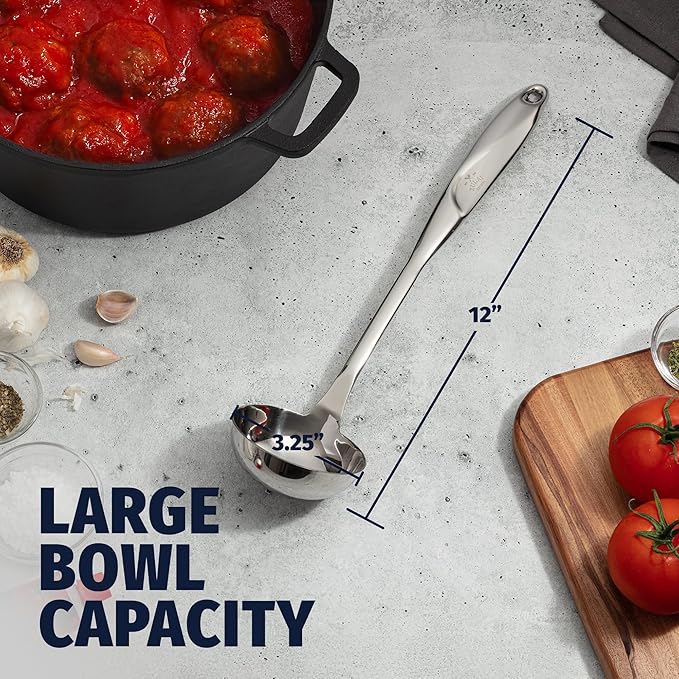 Zulay Kitchen Stainless Steel Soup Ladle ??Lightweight, Strong & Durable Metal Ladle ??Easy to Use
