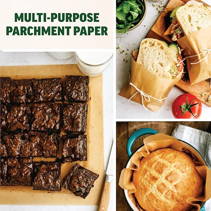 Zenlogy 10x10 Parchment Paper Squares (200 Sheets), Unbleached, High Heat, Non-stick, Pre-cut