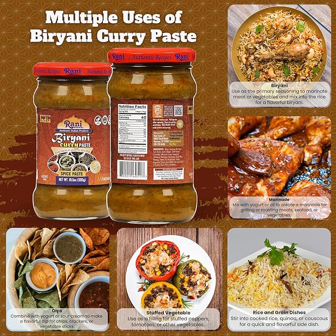 Rani Biryani Masala Curry Paste (Cooking Spice Paste for Indian Rice Dishes, Pullao/Pilau) 10.5oz
