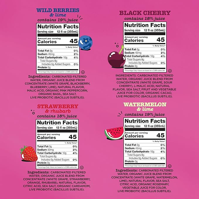 Culture Pop Soda, Jazzy & Juicy Variety Pack, Probiotic Low Sugar Soda, Sparkling Juice