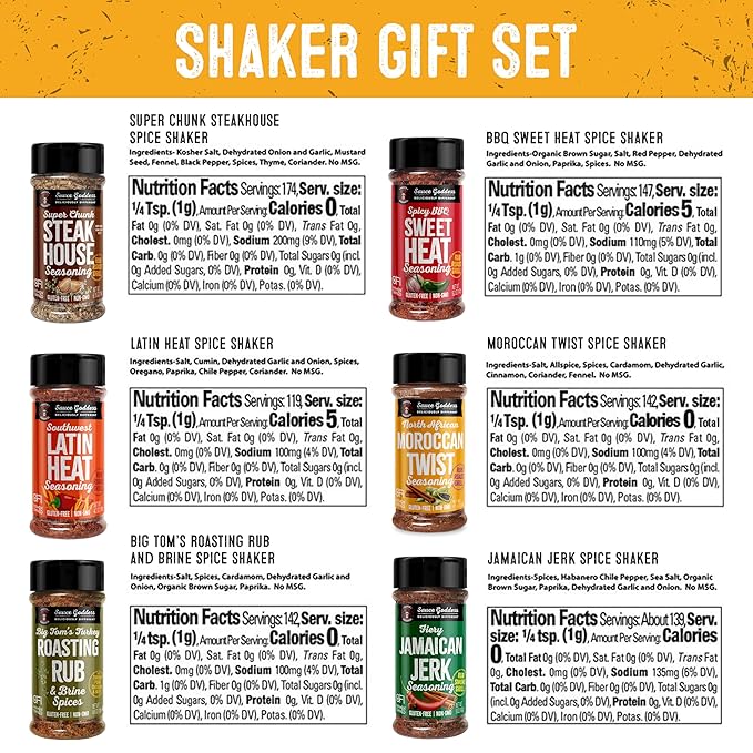Sauce Goddess - Spice 6-Pack Sampler - Seasonings & Spices Gift Set, No Additives, Non-GMO