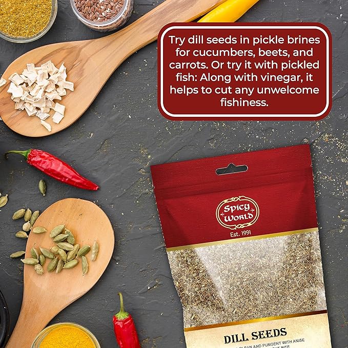 Spicy World Dill Seeds Whole Spice | Perfect for Pickling and Eating | 2 Pound Resealable Bag