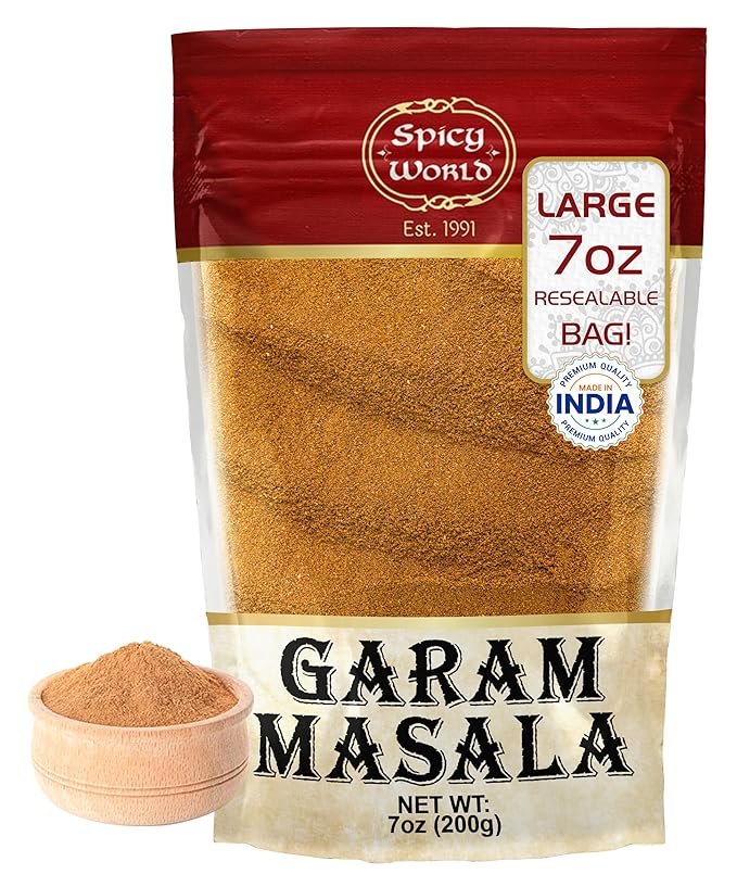 Spicy World Garam Masala Powder 7-Ounce (15 Premium Spice Blend) | Salt Free, Vegan | Indian Origin
