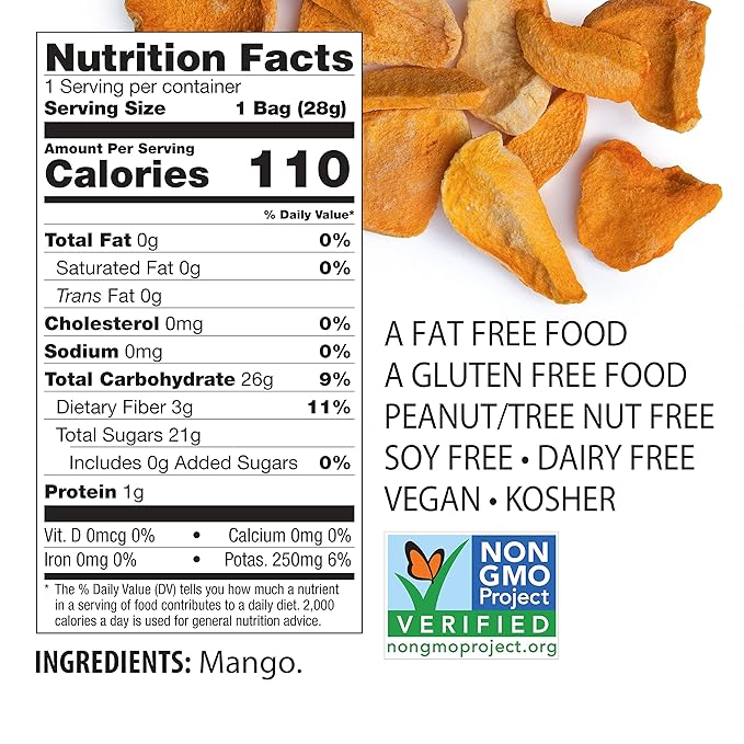 Brothers All Natural Freeze Dried Fruit Crisps, Mango, 1 Oz (Pack of 8), Made with 100% Fruit