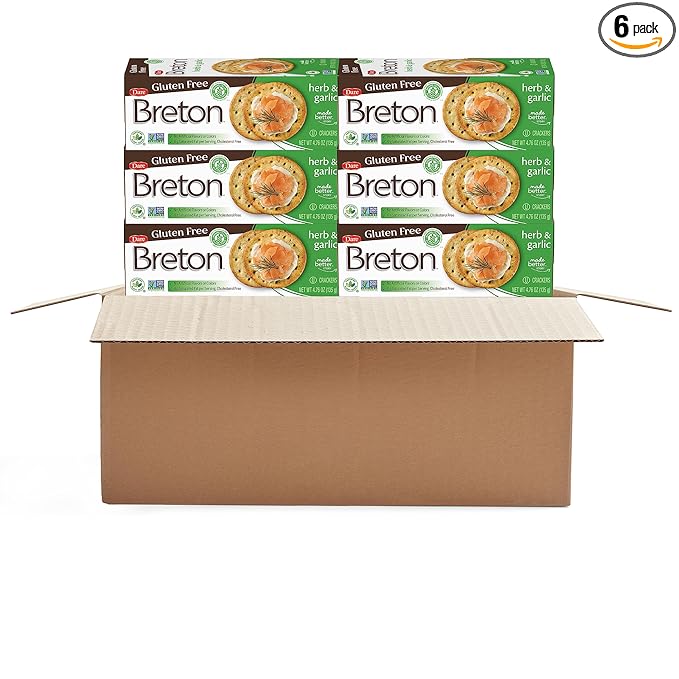 Dare Breton Gluten Free Crackers, Herb and Garlic, 4.76 oz Box (Pack of 6) – Healthy Gluten Free
