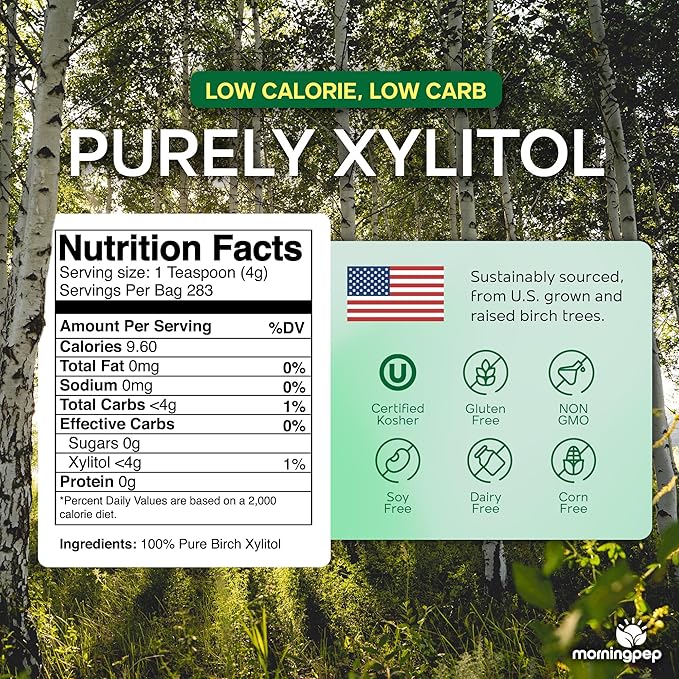 Morning Pep Pure Birch Xylitol (Keto Diet Friendly) Sweetener with no aftertaste 2.5 LBs (Not From
