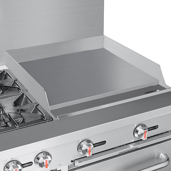 KoolMore KM-CRG60-LP 60 in. 6 Burner Commercial Liquid Propane Range with 24 in. Griddle, Solid Black