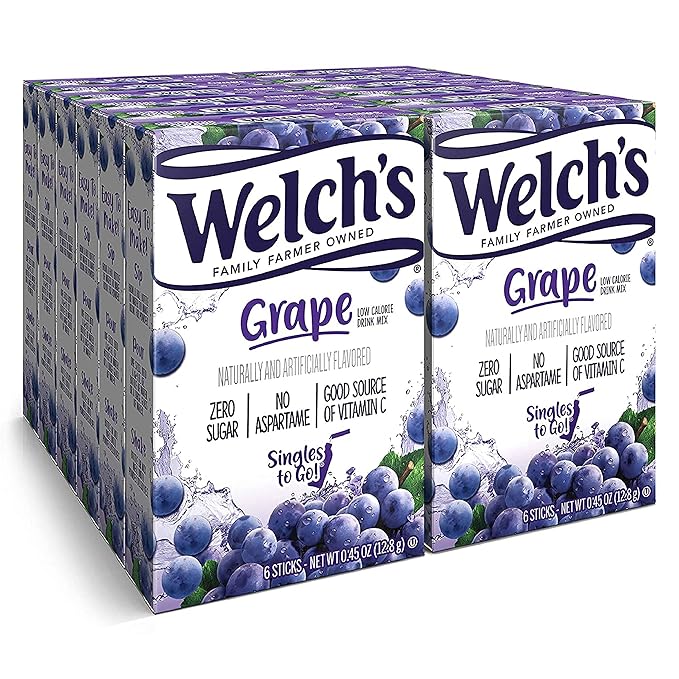 Welch's Singles To Go Water Drink Mix - Grape Powder Stick Packets (12 Boxes with 6 Packets Each
