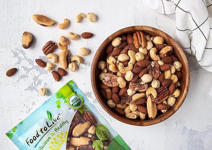 Organic Deluxe Nuts Mix, 1 Pound ??A Blend of Dry Roasted Pecans, Cashews, Filberts, Almonds and