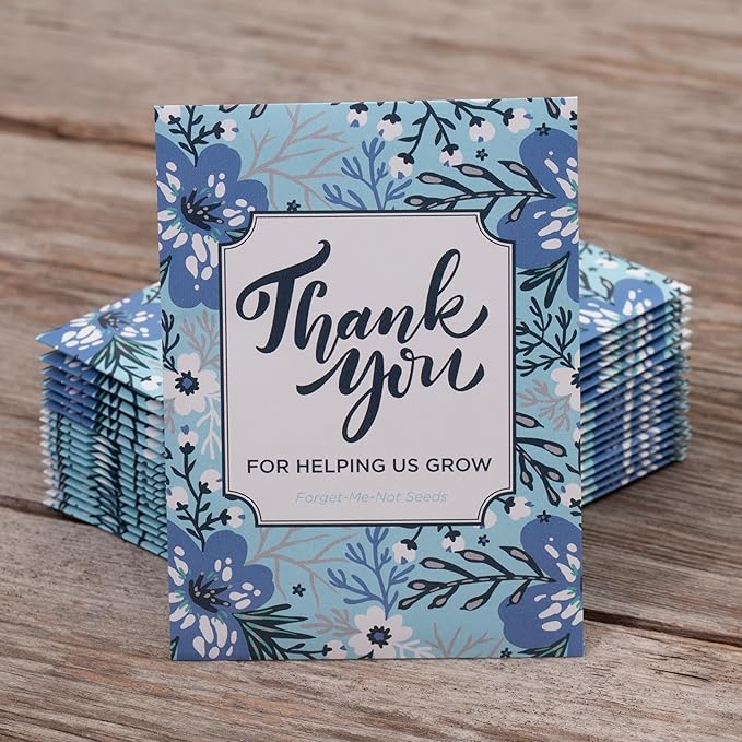 Bentley Seed Co. Thank You Packet - Help Us Grow Forget Me Not - 25 Seed Packets - Perfect