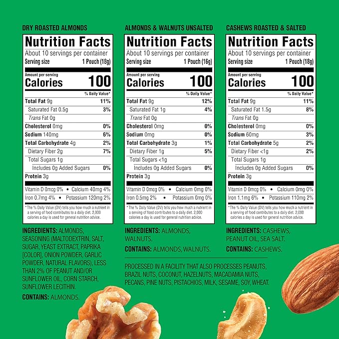 Emerald Nuts Mixed Nuts Variety Pack 18ct (1-Pack) , 100-Calorie Individual Packs , Features Dry