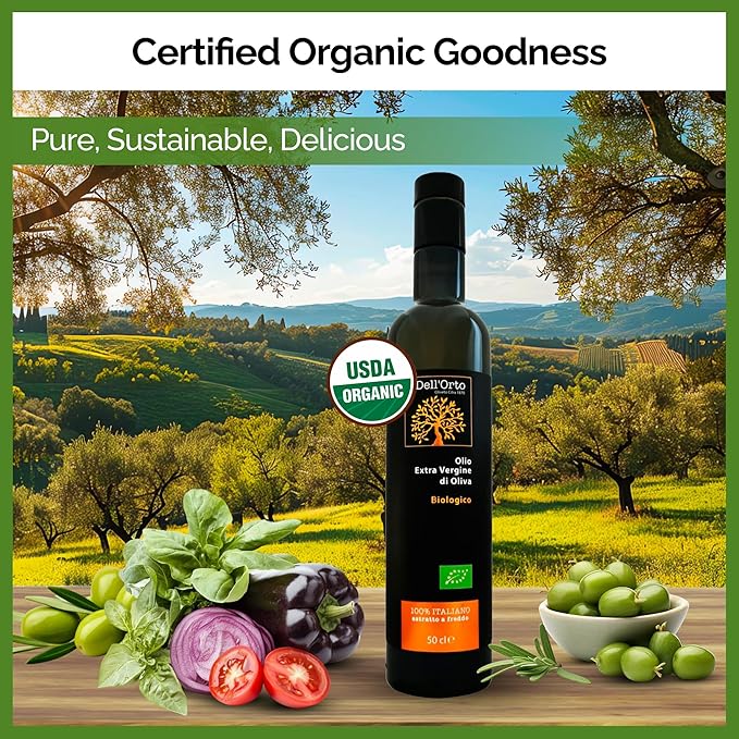 Dell'Orto USDA Organic Extra Virgin Olive Oil (500ml) | Gold Medalist NYIOOC 2025 | Sustainably