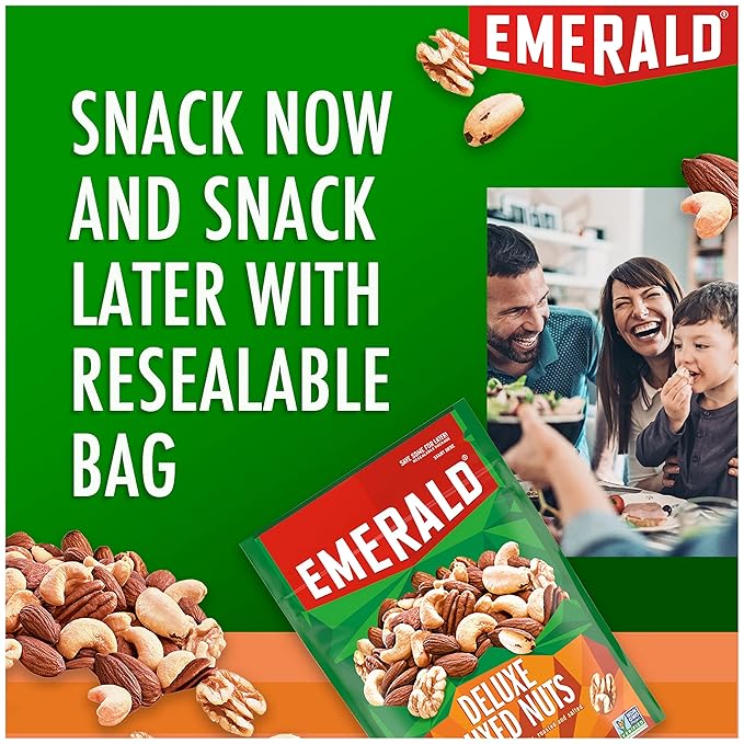 Emerald Nuts Deluxe Mixed Nuts (1-Pack), Features Roasted and Salted Nuts, Including Almonds