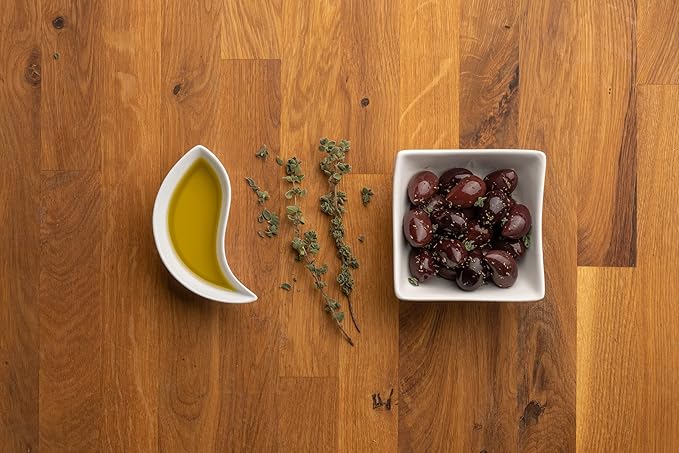 Pack of 4 Kalamon Olives in Vacuum Pack, Kalamata Olives with Greek Oregano and Red Wine Vinegar