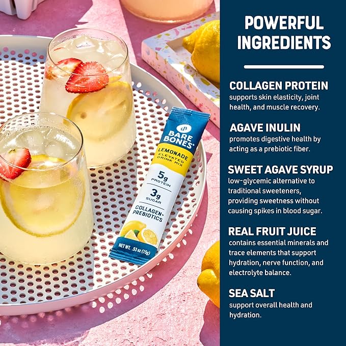 Bare Bones Lemonade Elevated Drink Mix | Light & Flavorful | Gluten-Free & Naturally Sweetened |