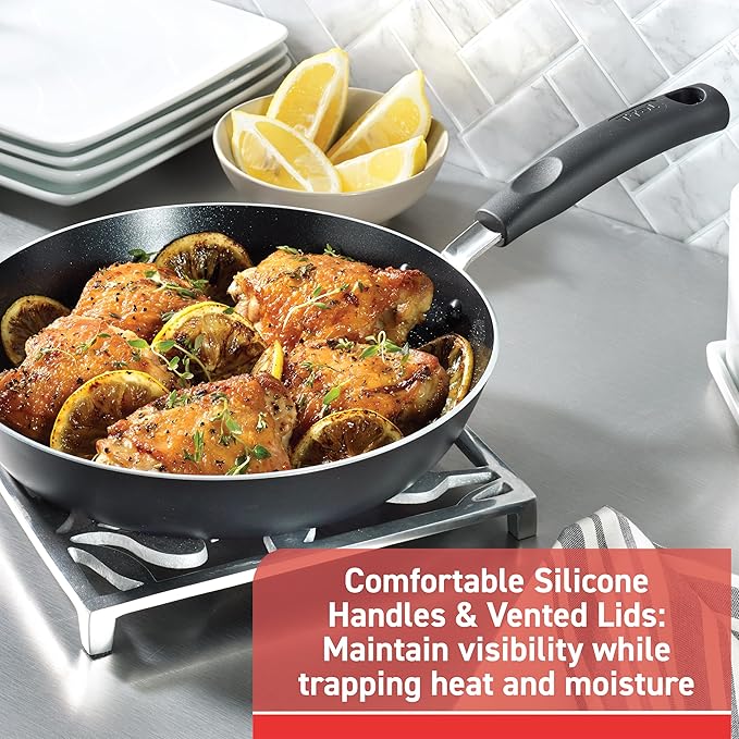 T-fal Signature Nonstick Cookware Set 12 Piece, Oven Broiler Safe 350F, Pots and Pans, Kitchen