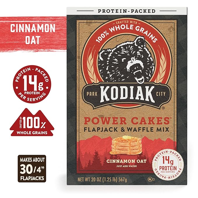 Kodiak Cakes Protein Pancake Power Cakes, Flapjack and Waffle Mix, Cinnamon Oat, 20 Ounce (Pack of